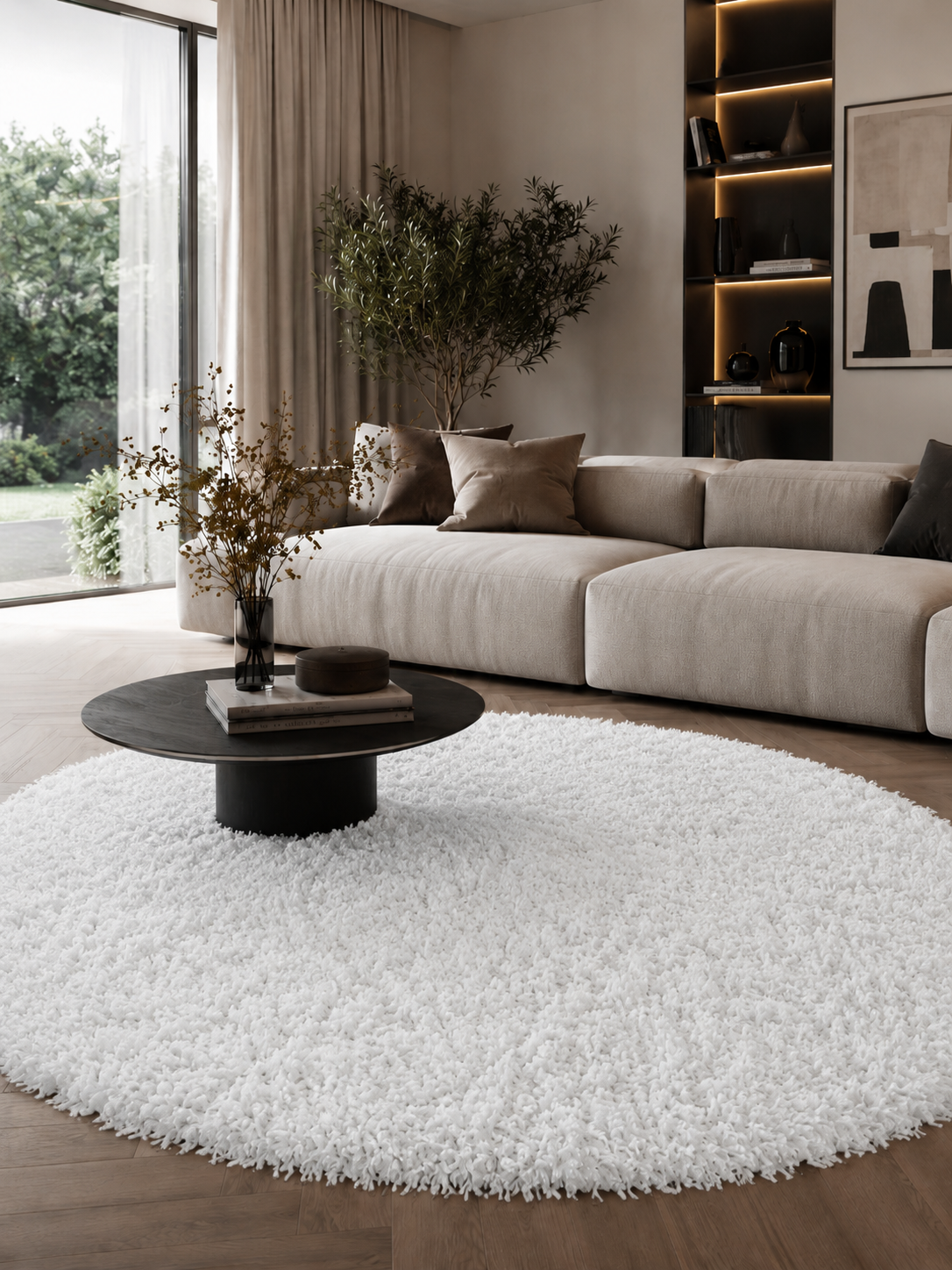 Tapis Shaggy Rond à Poils Longs - SYDNEY 3000 WHITE