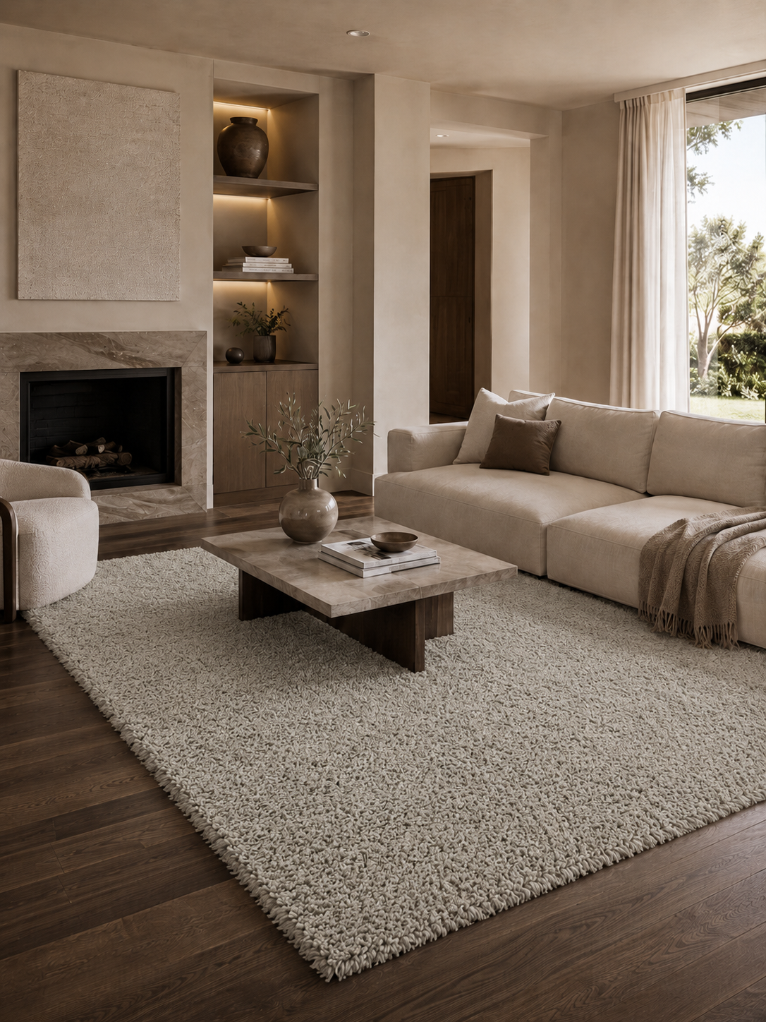 Tapis Shaggy à poils longs - SYDNEY 3000 NATUREL