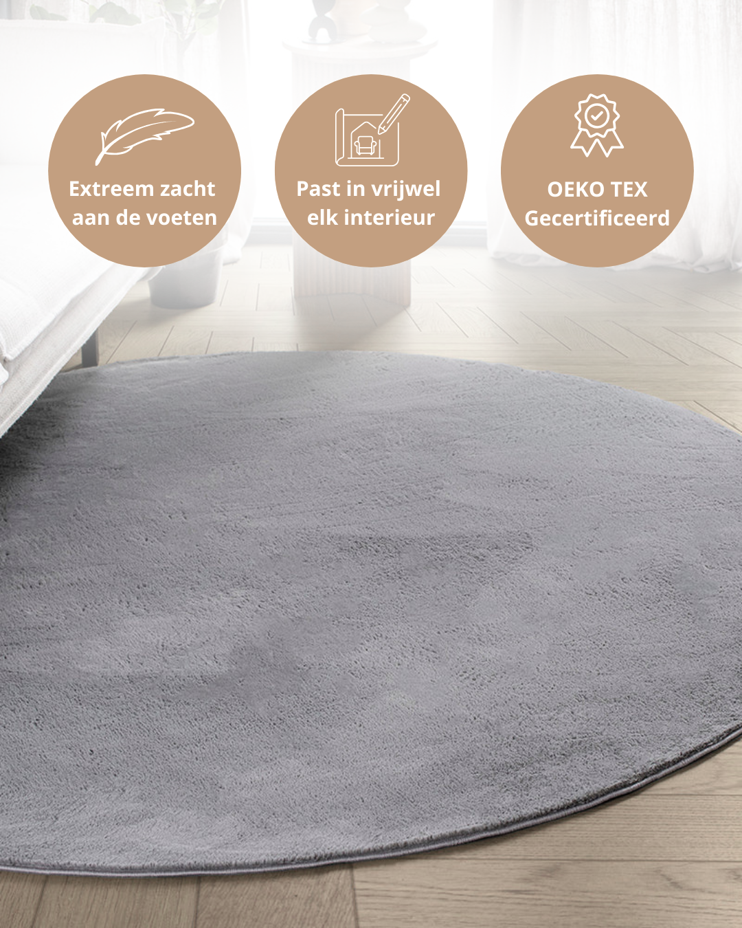 Tapis rond Japandi - Ovara Plano Gris