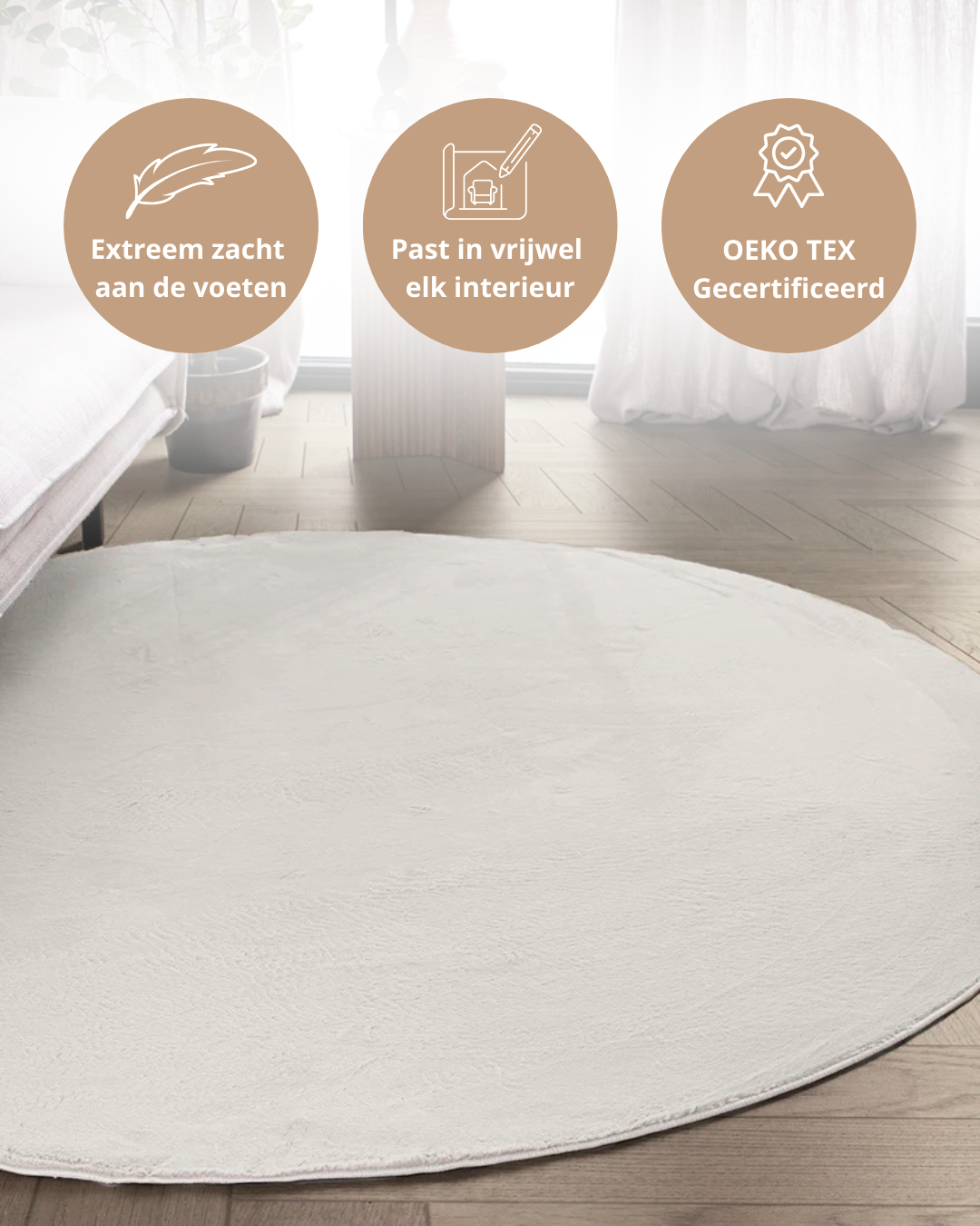 Tapis rond Japandi - Ovara Plano Beige