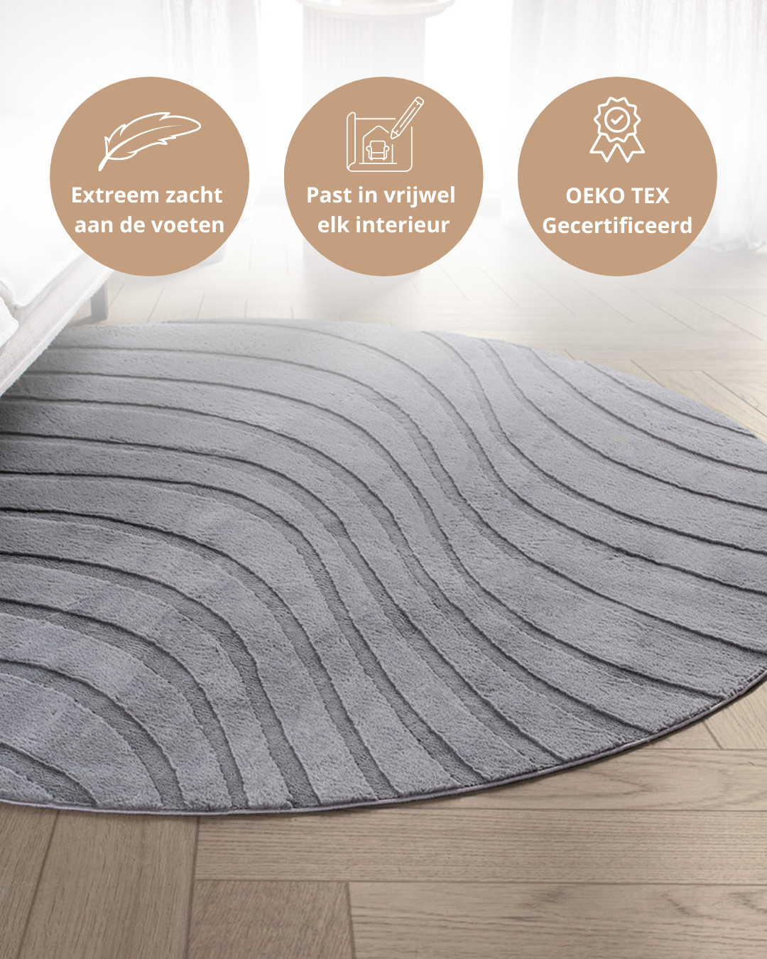 Tapis rond Japandi - Ovara Maris Gris