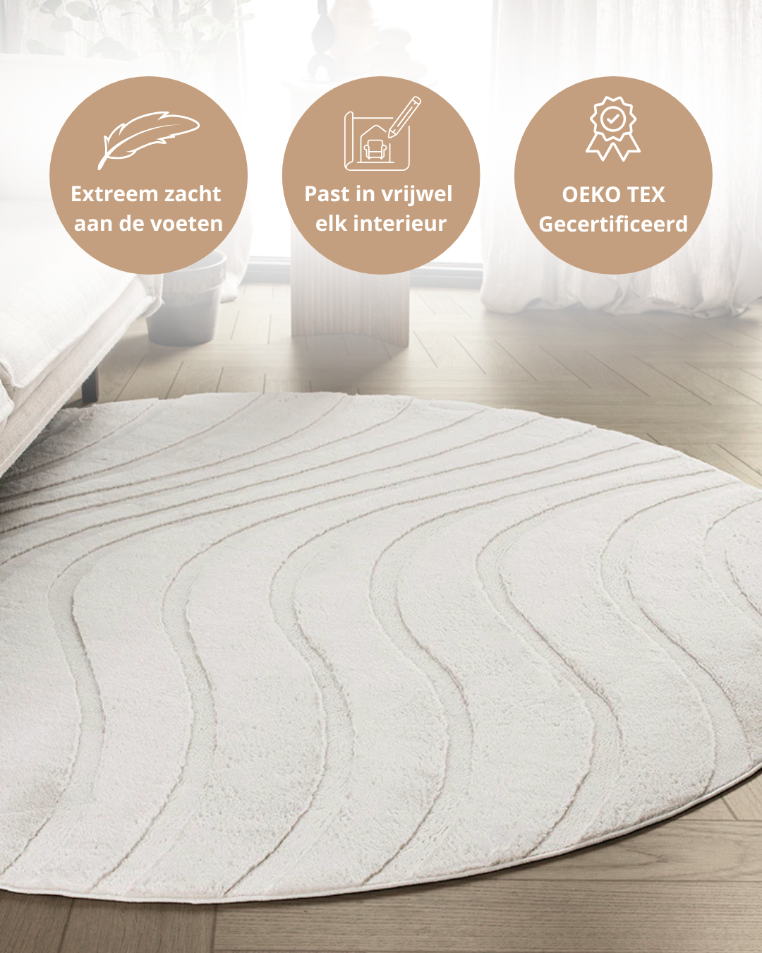 Tapis Japandi Rond - Ovara Maris Beige