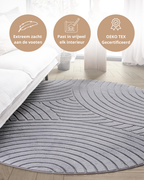 Tapis rond Japandi - Ovara Zenith Gris