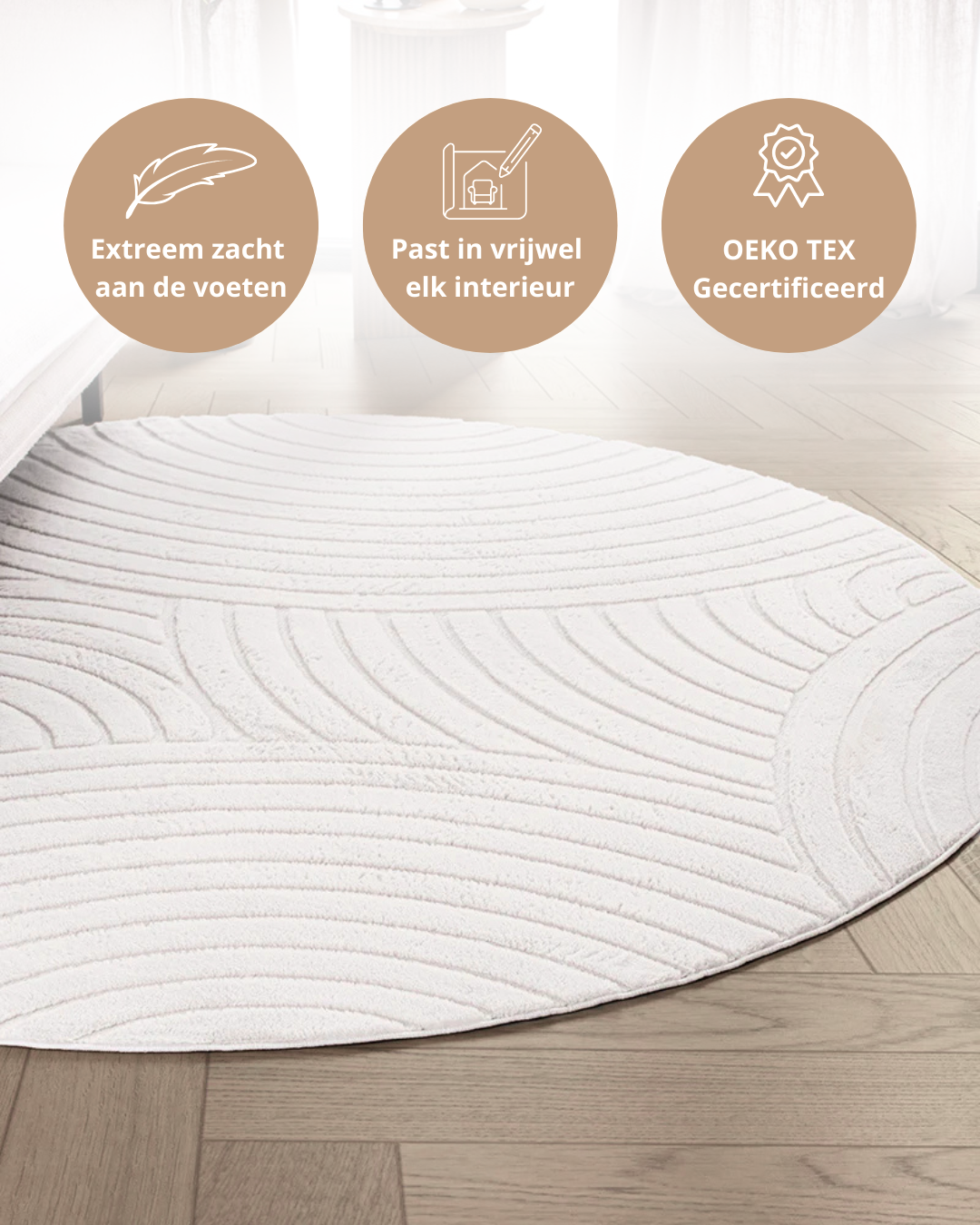 Tapis rond Japandi - Ovara Zenith Beige