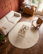 Tapis rond Japandi - Linea Curve Crème