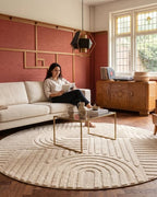 Tapis rond Japandi - Linea Curve Crème