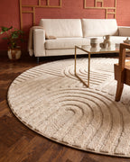 Tapis rond Japandi - Linea Curve Crème