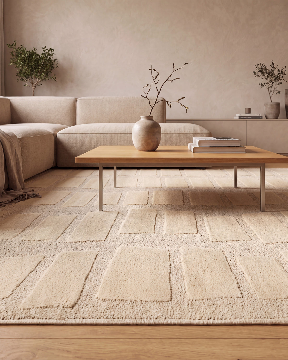 Tapis Japandi Linea Block Crème