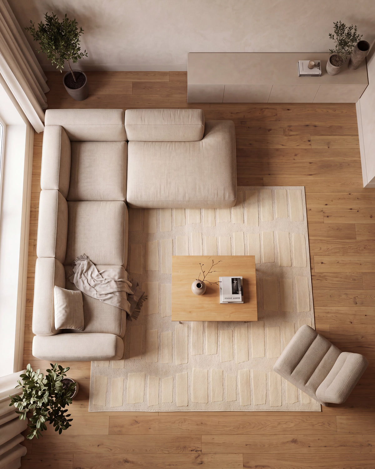 Tapis Japandi Linea Block Crème