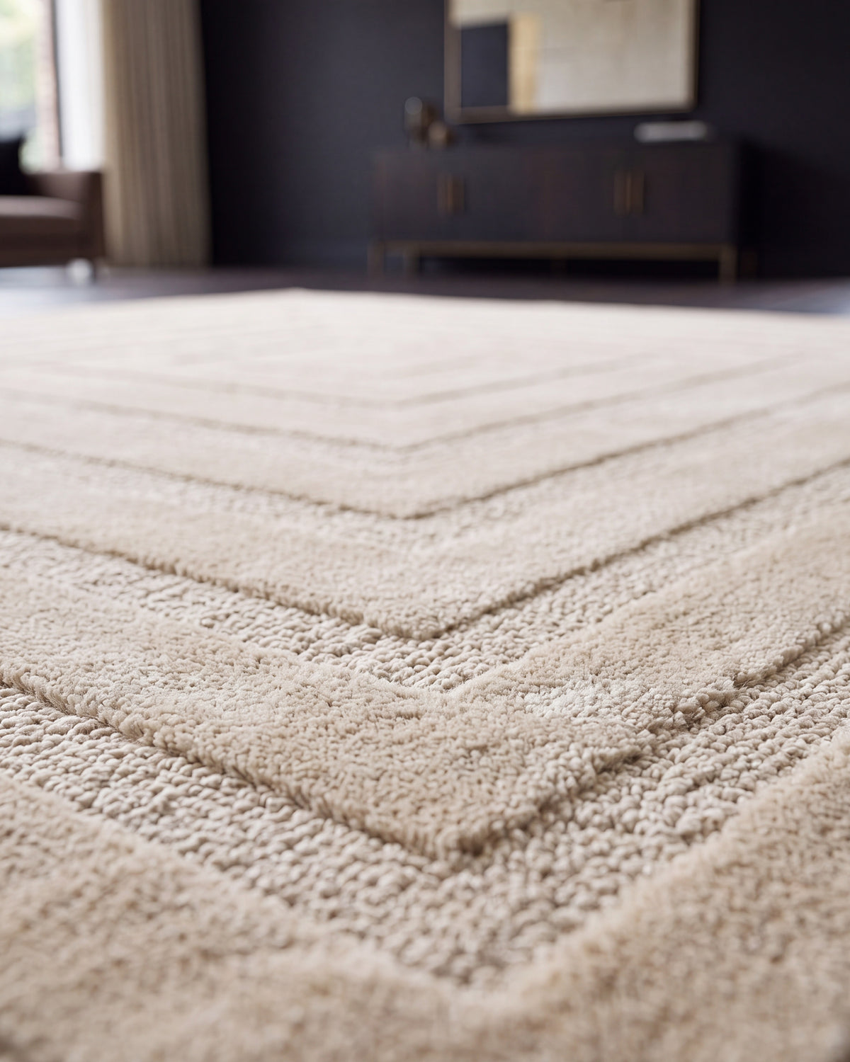 Tapis Japandi Linea Frame Crème