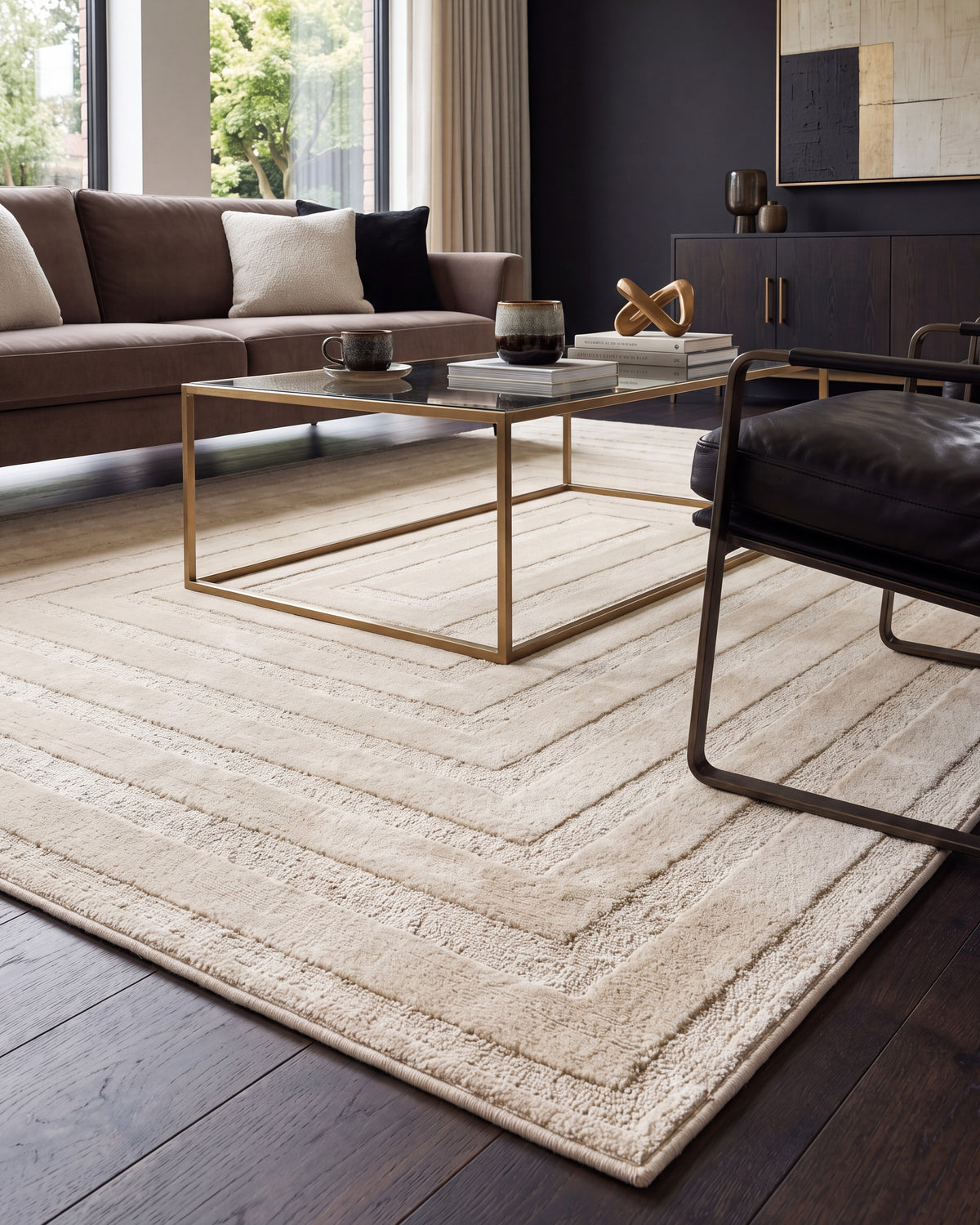 Tapis Japandi Linea Frame Crème