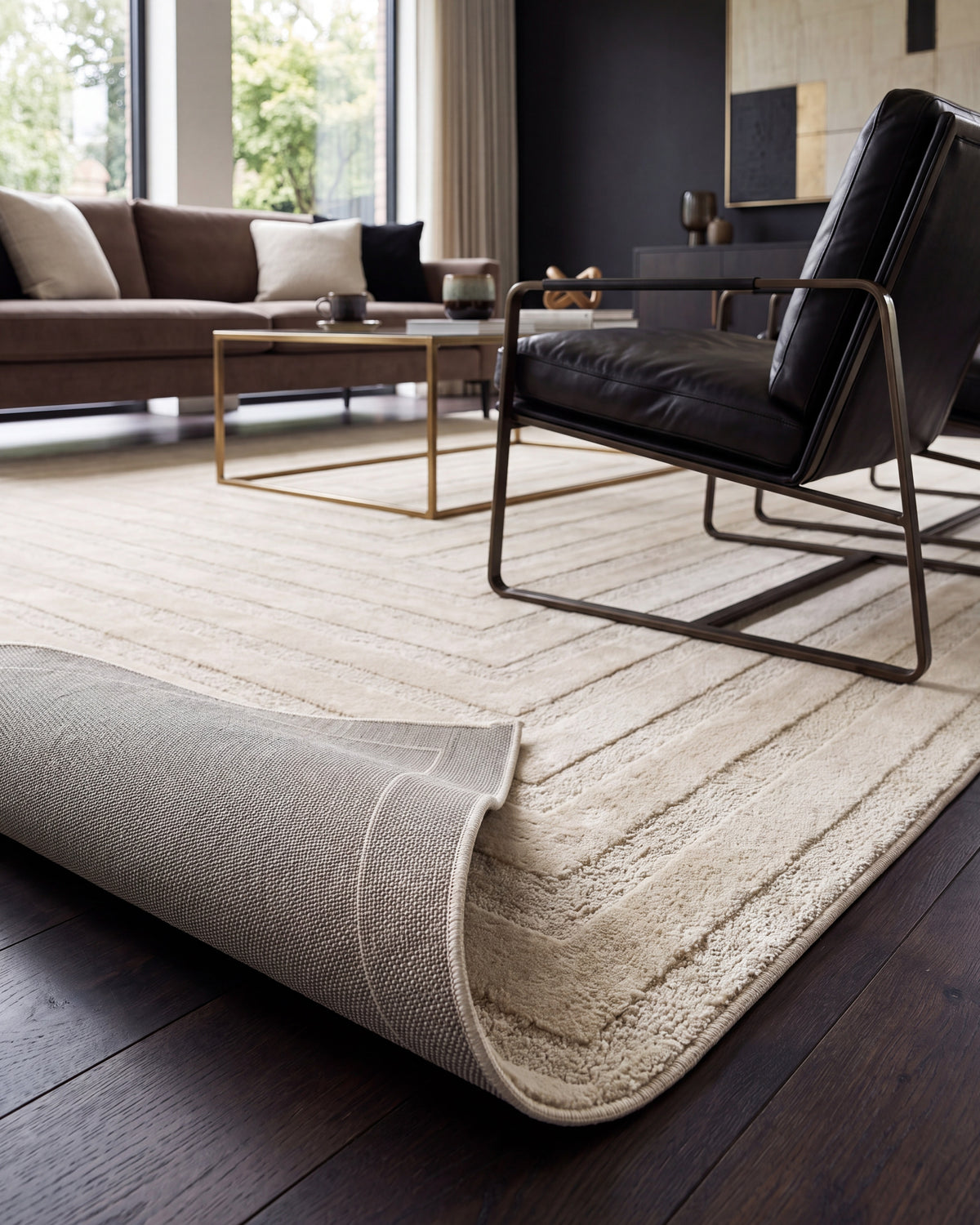 Tapis Japandi Linea Frame Crème