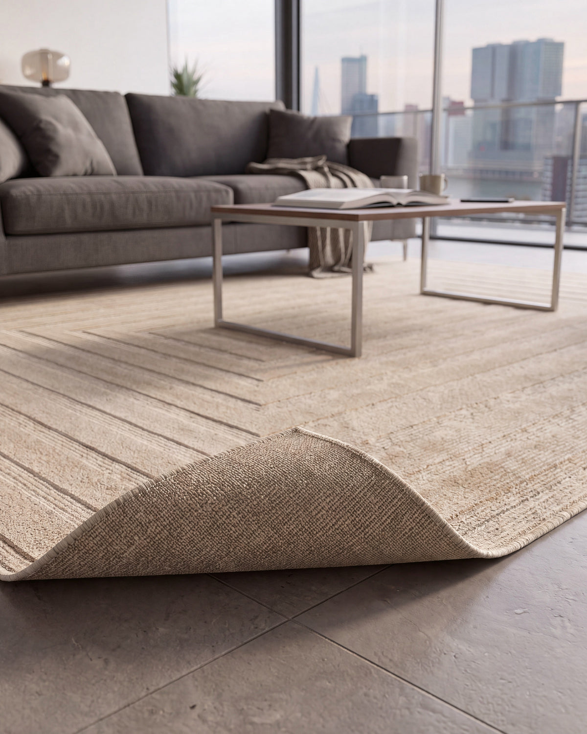 Tapis Japandi Linea Frame Beige