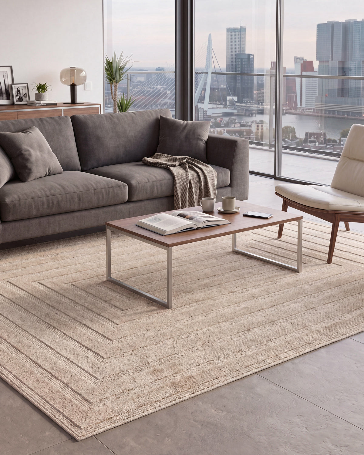 Tapis Japandi Linea Frame Beige