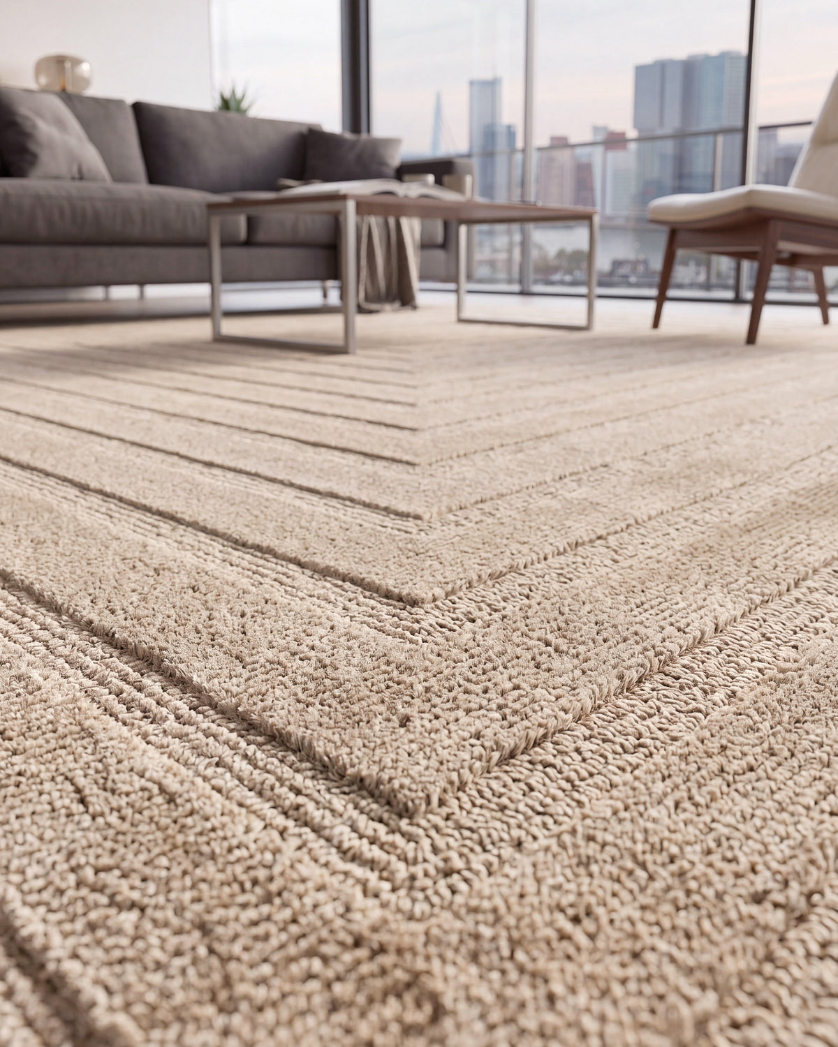 Tapis Japandi Linea Frame Beige
