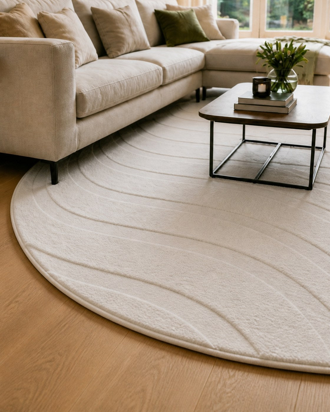 Tapis Rond Japandi - Ovara Maris Crème