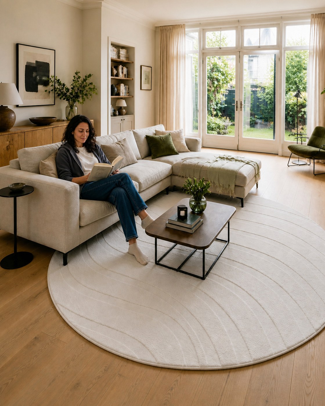Tapis Rond Japandi - Ovara Maris Crème