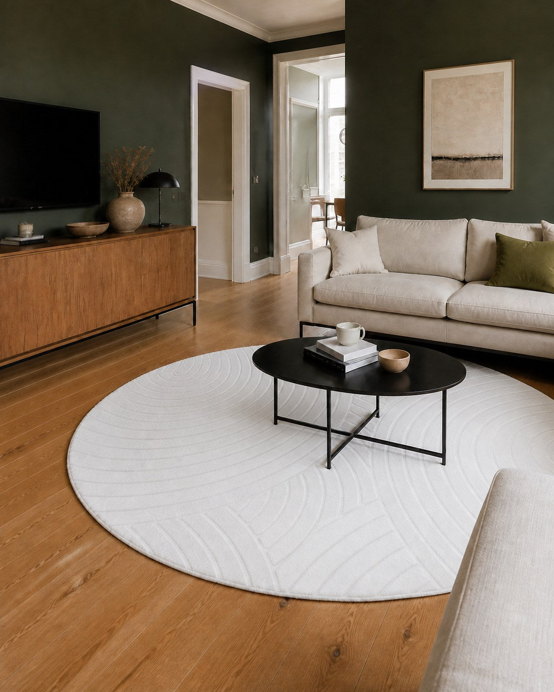 Tapis Japandi Rond - Ovara Zenith Crème