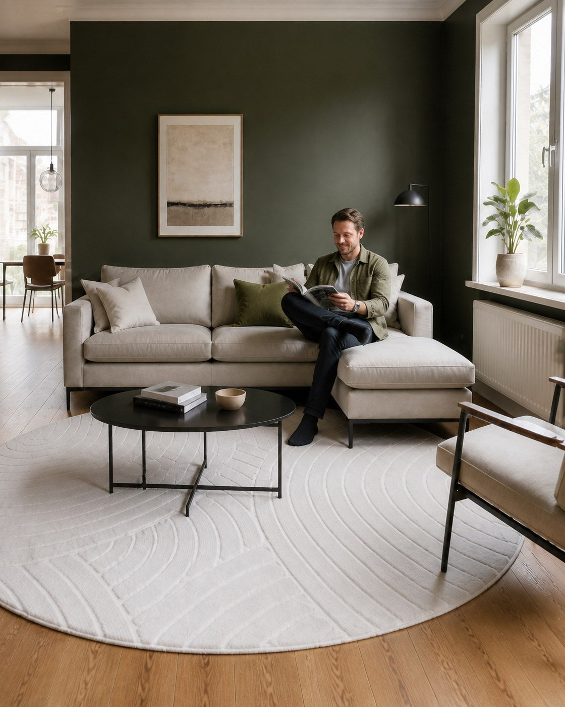 Tapis Japandi Rond - Ovara Zenith Crème