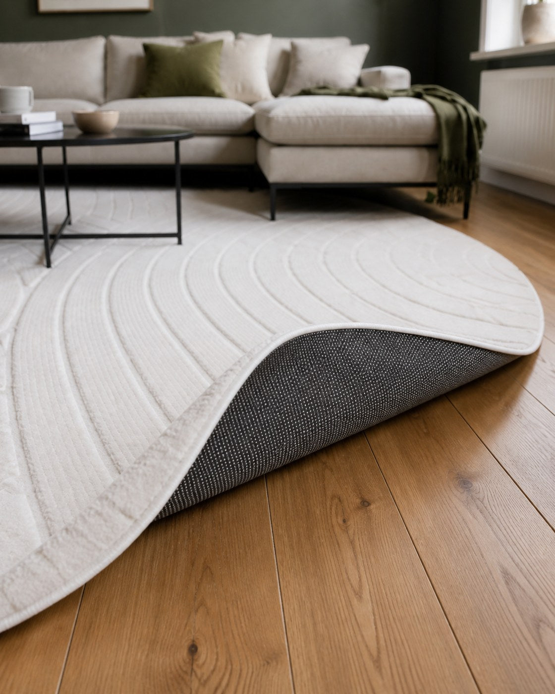 Tapis Japandi Rond - Ovara Zenith Crème