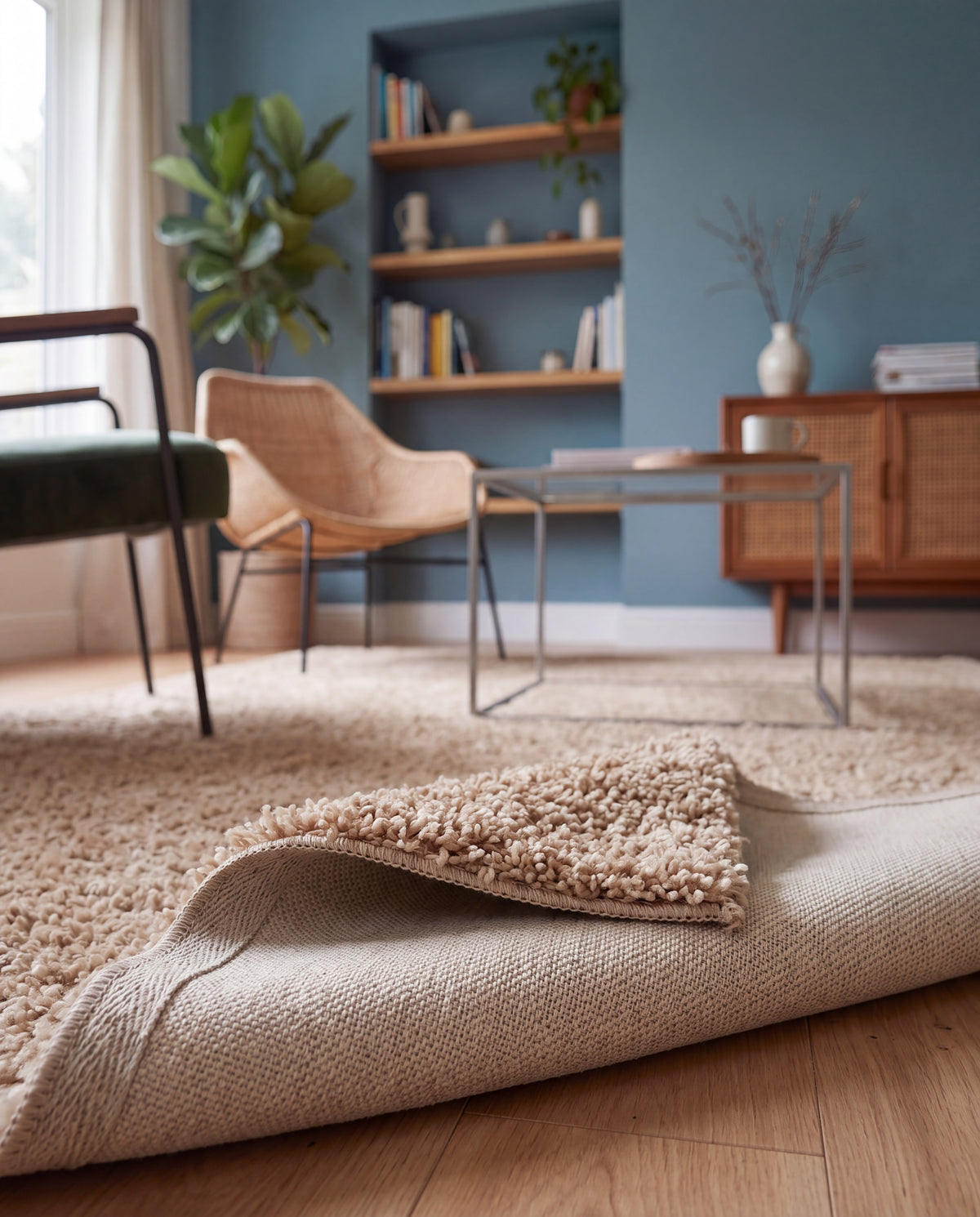 Tapis shaggy beige Noa