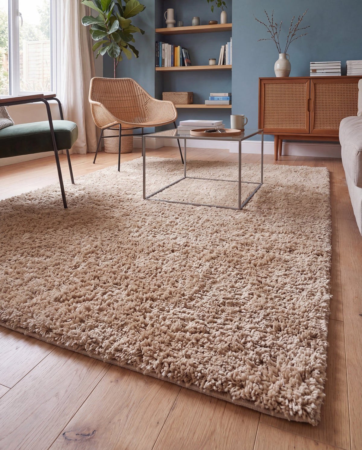 Tapis shaggy beige Noa