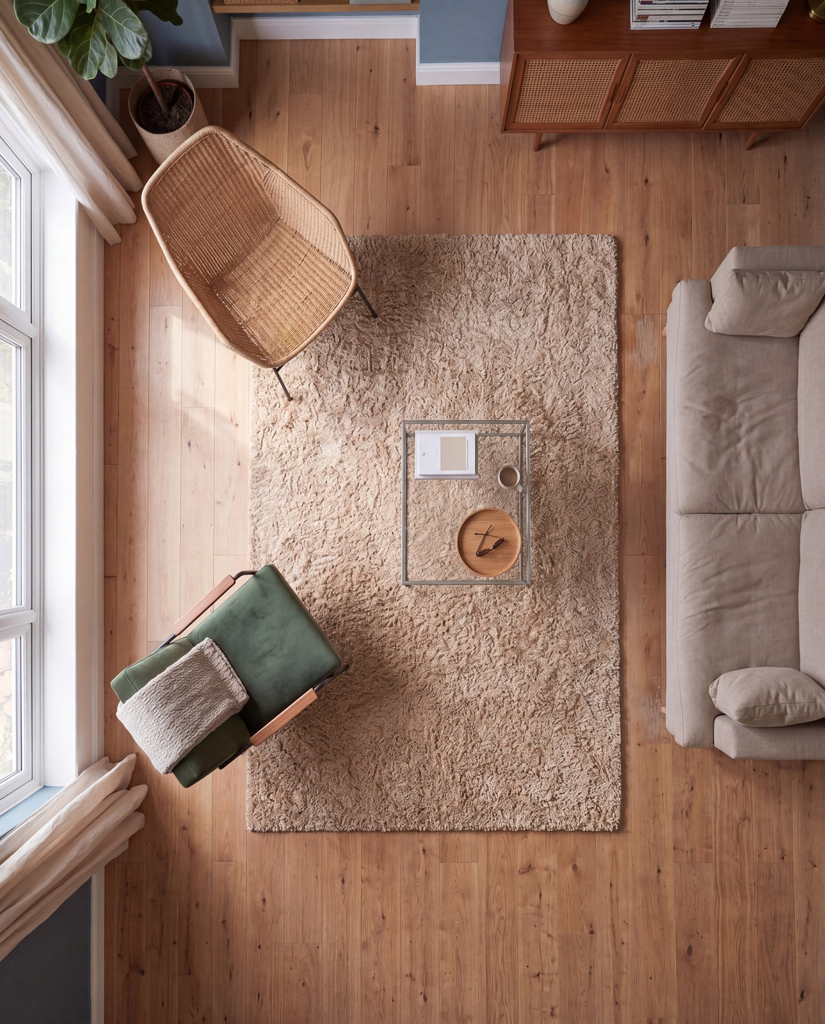 Tapis shaggy beige Noa