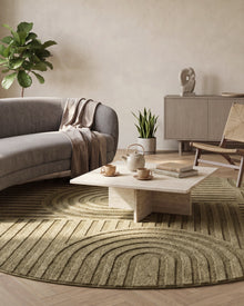 Tapis rond Japandi Linea Curve Vert
