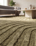 Tapis rond Japandi Linea Curve Vert