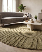 Tapis rond Japandi Linea Curve Vert