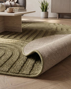 Tapis rond Japandi Linea Curve Vert