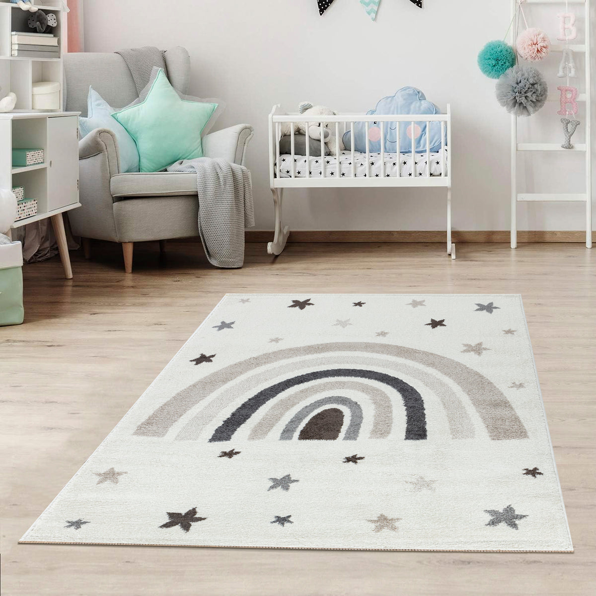 Tapis pour enfant - Arc-en-ciel blanc