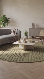 Tapis rond Japandi Linea Curve Vert