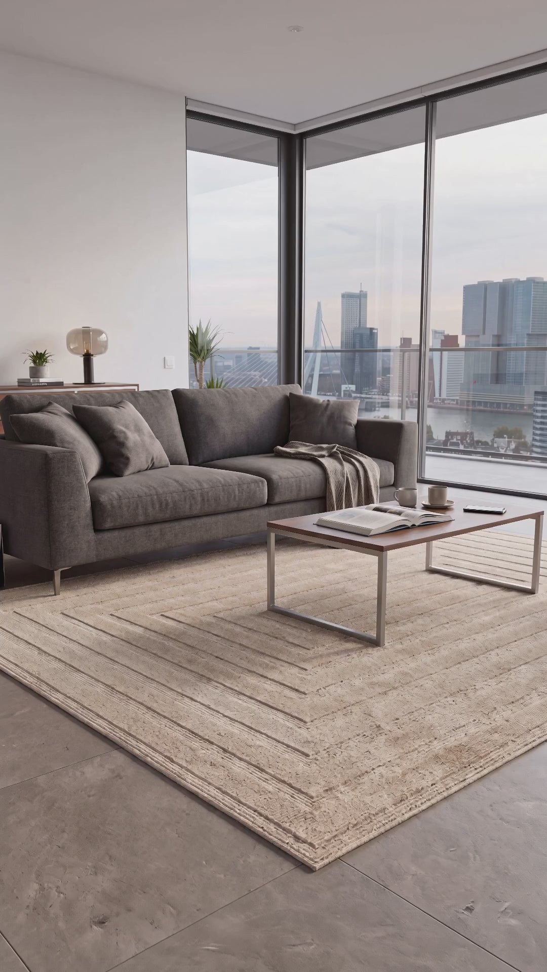 Tapis Japandi Linea Frame Beige