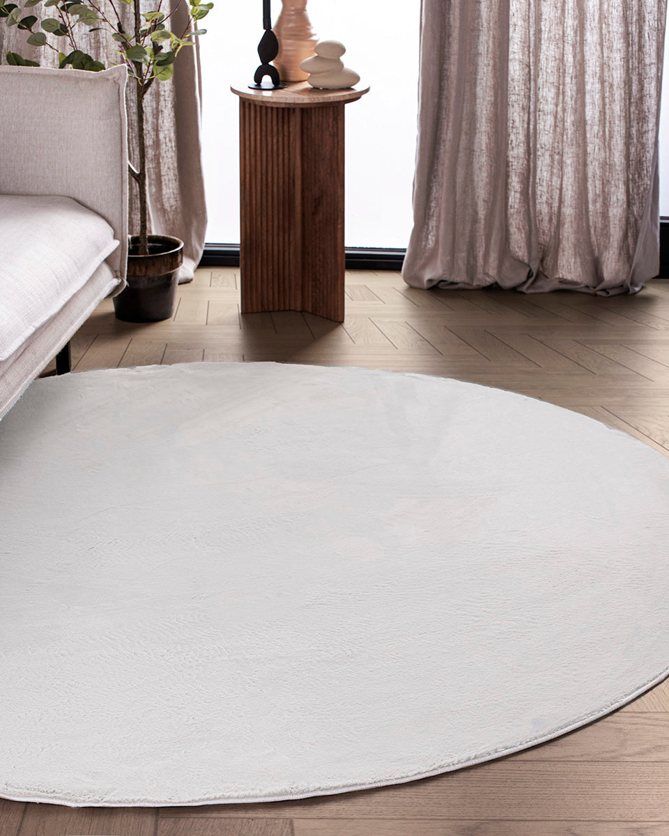 Tapis rond Japandi - Ovara Plano Blanc cassé