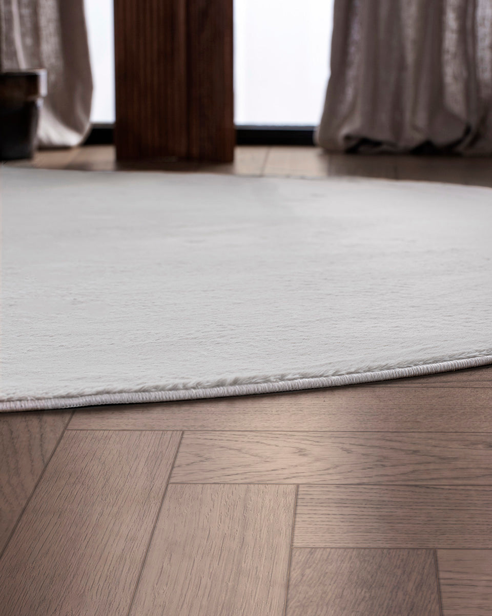 Tapis rond Japandi - Ovara Plano Blanc cassé