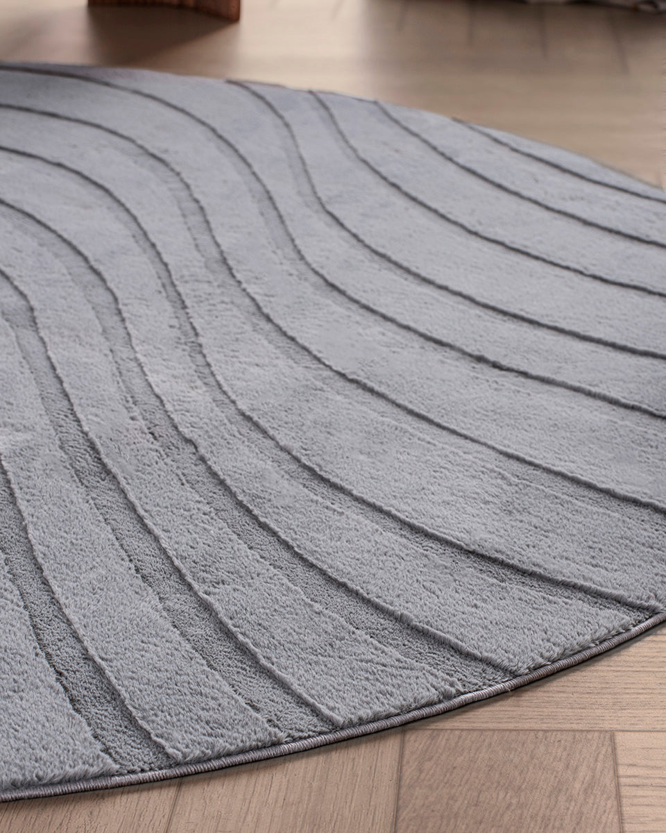 Tapis rond Japandi - Ovara Maris Gris