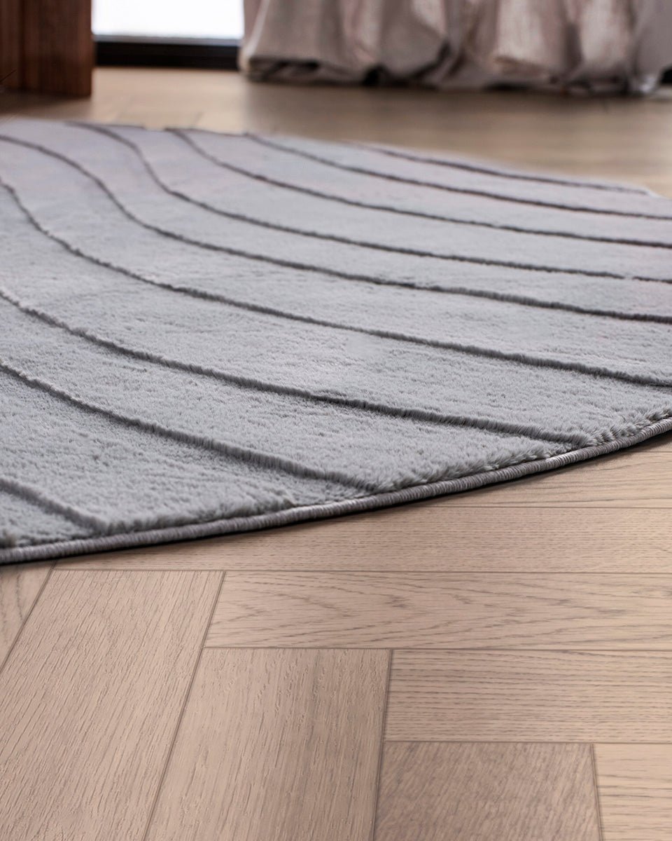 Tapis rond Japandi - Ovara Maris Gris