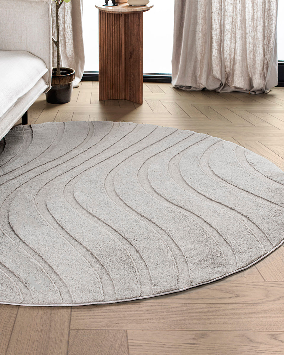 Tapis rond Japandi - Ovara Maris Taupe