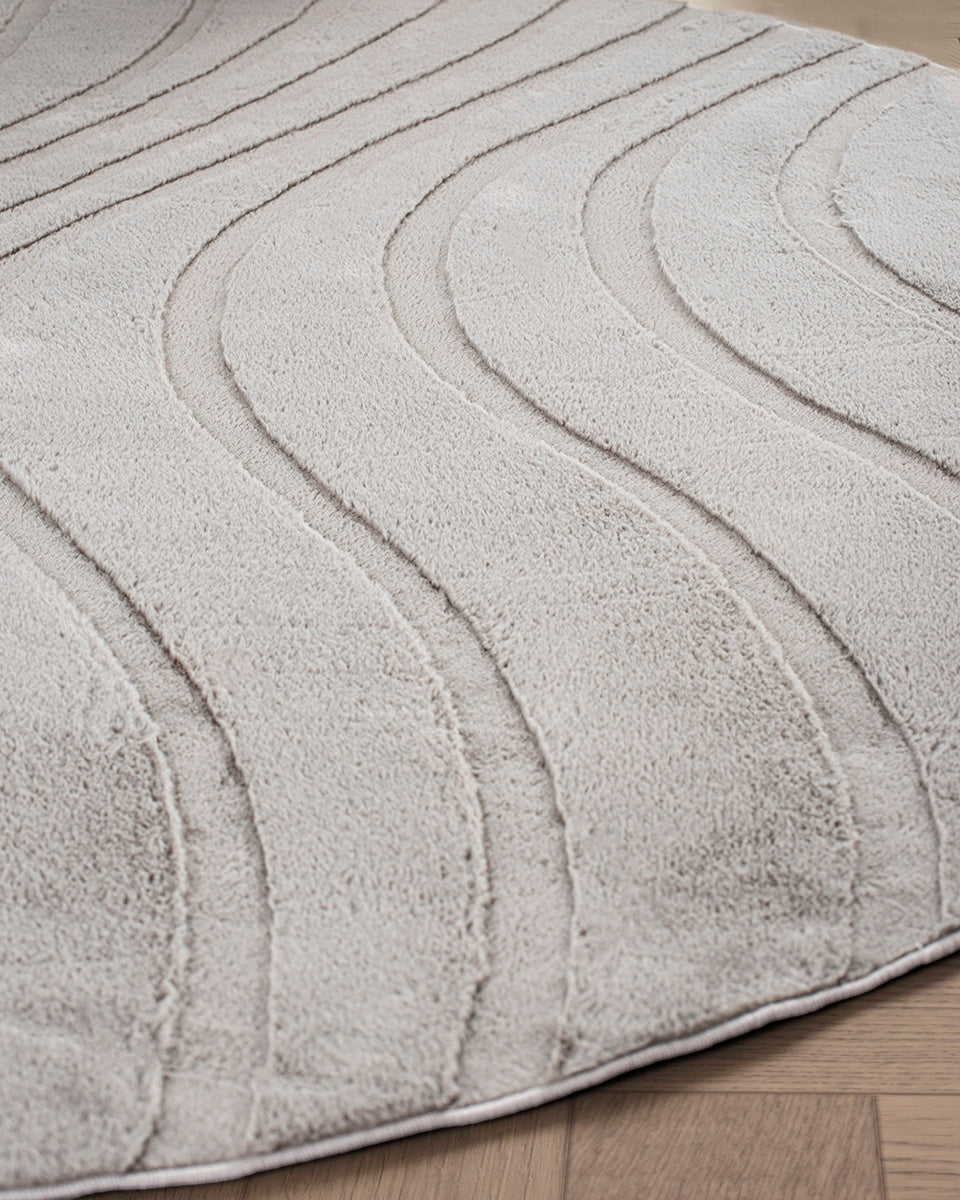 Tapis rond Japandi - Ovara Maris Taupe