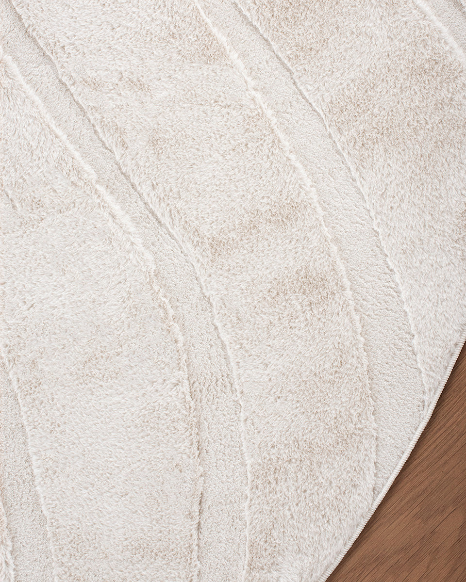 Rond Japandi Vloerkleed - Ovara Maris Beige