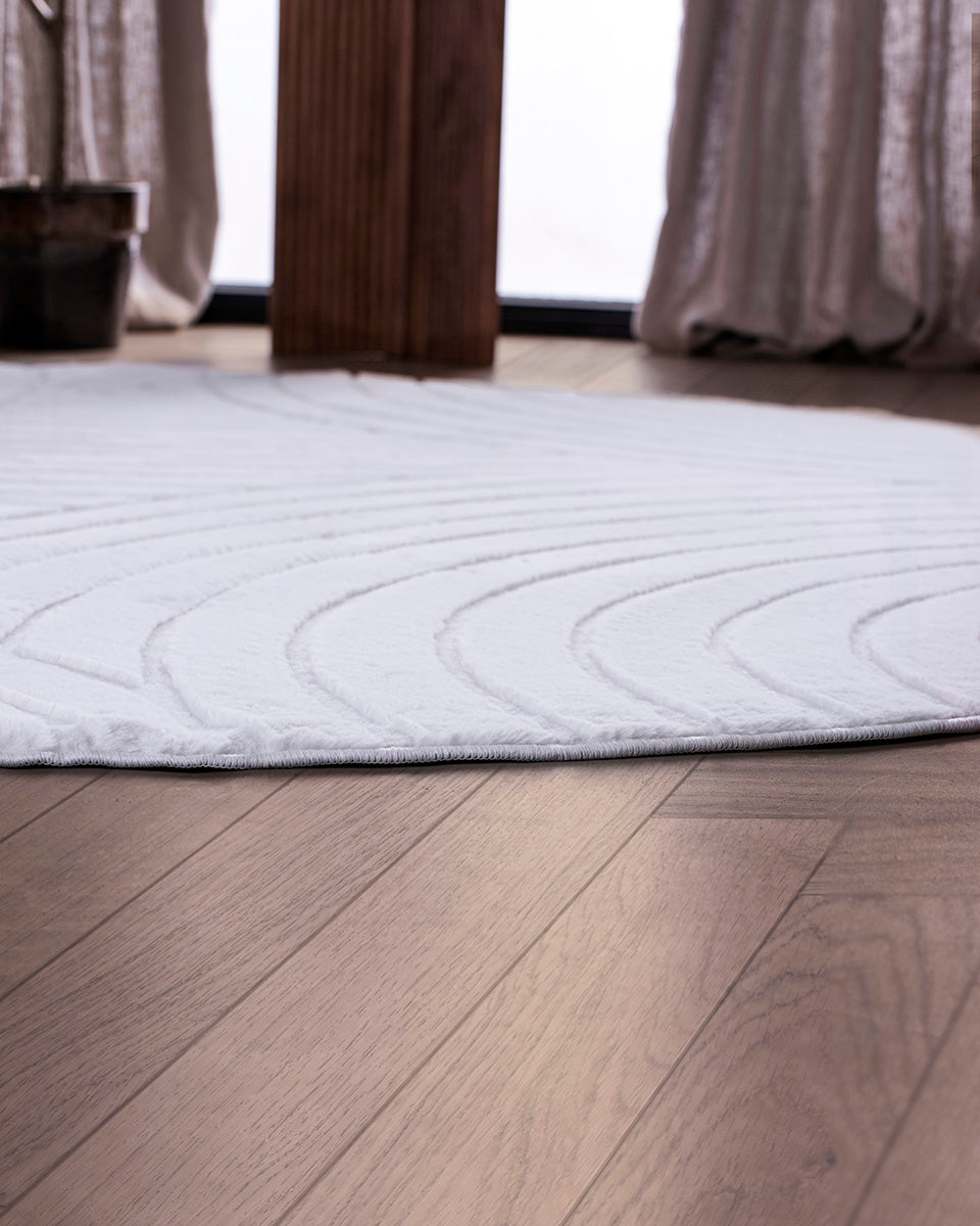 Rond Japandi Vloerkleed - Ovara Zenith Gebroken Wit