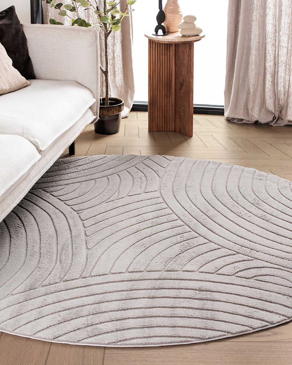 Tapis rond Japandi - Ovara Zenith Taupe