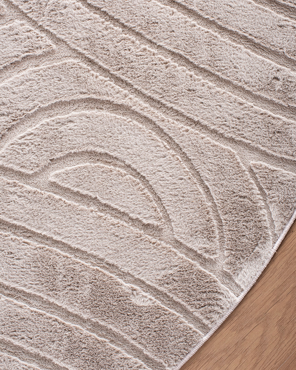 Tapis rond Japandi - Ovara Zenith Taupe