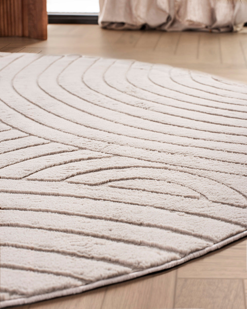 Tapis rond Japandi - Ovara Zenith Taupe