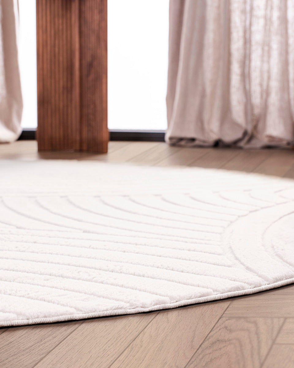 Rond Japandi Vloerkleed - Ovara Zenith Beige