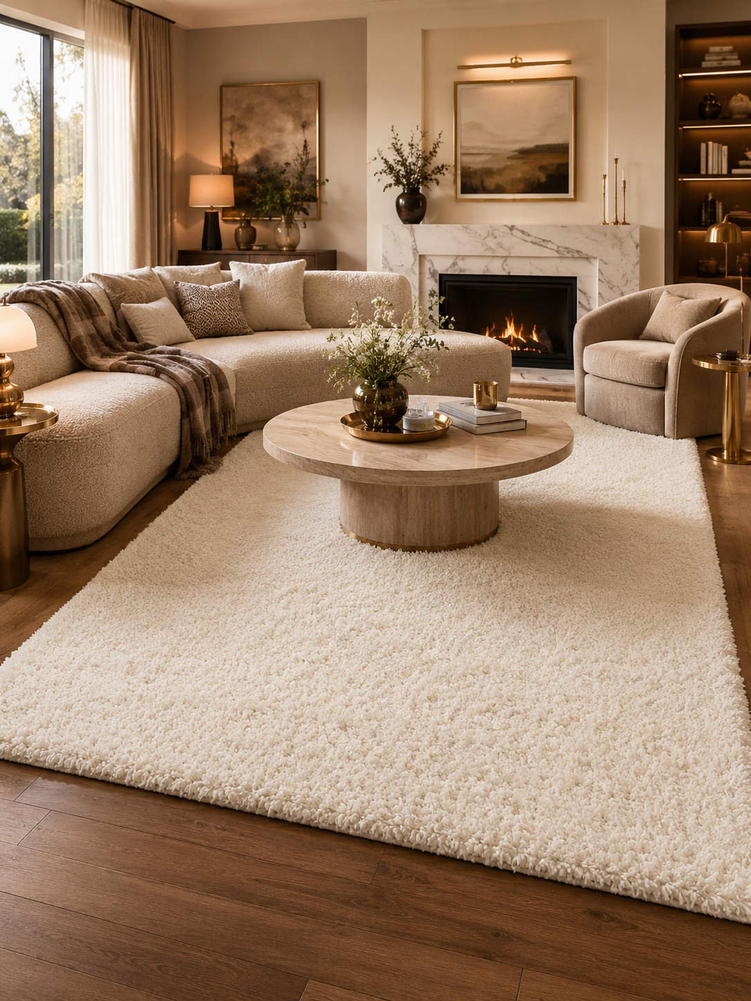 Tapis Shaggy à poils longs - LIFE 1500 CRÈME
